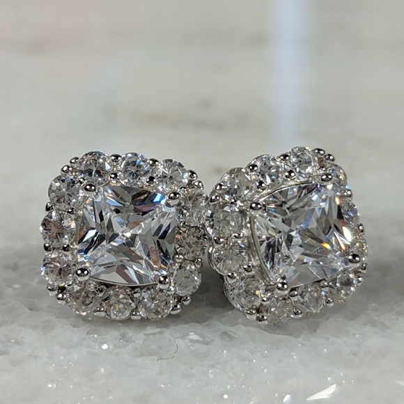 Absence Jewelry Jewelry - NEW CZ Halo Cushion Cut Square Earrings